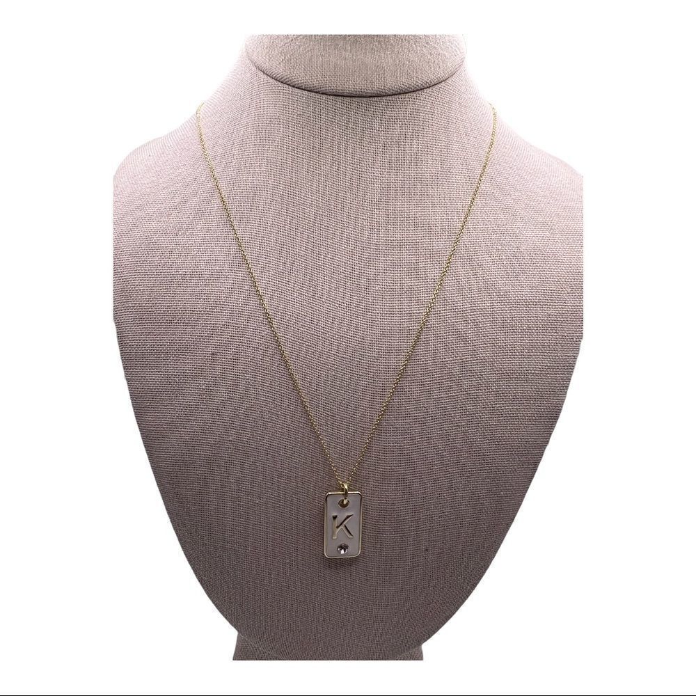 RACHEL Roy Gold-Tone Initial White Tag "K" Pendant Necklace 24" + 2" ext NWT